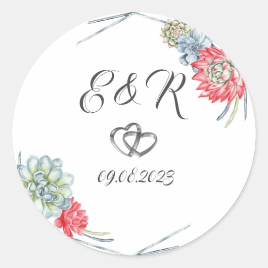 Sticker Rond Aquarelle Rouge du désert Succulents (Devant)