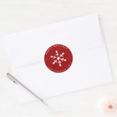 Sticker Rond Aquarelle rouge et flocon blanc | Noël (Enveloppe)
