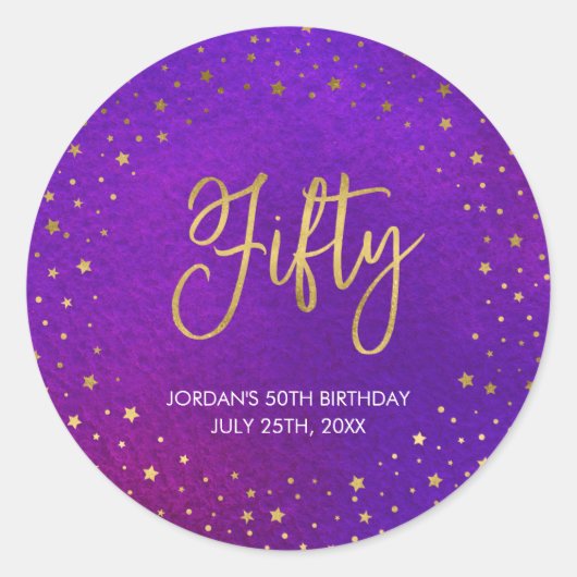 Sticker Rond Aquarelle rouge étoilée 50e anniversaire (Devant)