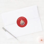 Sticker Rond Aquarelle rouge Festive cacao chaud (Enveloppe)