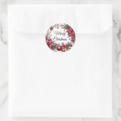 Sticker Rond Aquarelle rouge Fleur de Noël (Sac)