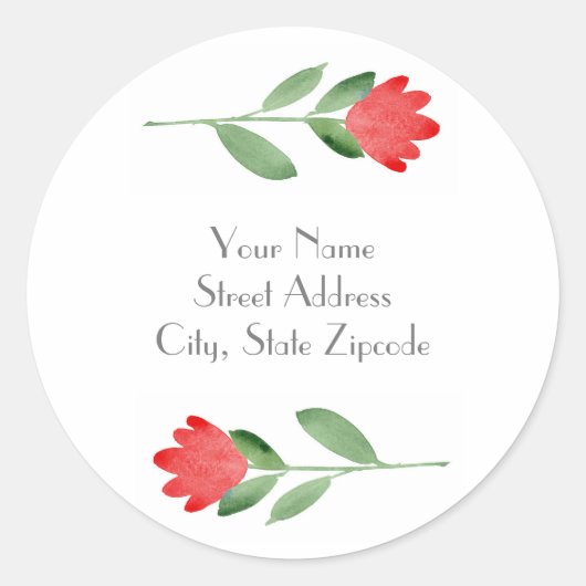 Sticker Rond Aquarelle rouge Fleurs Abstraites (Devant)