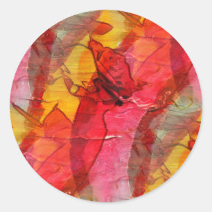 Sticker Rond Aquarelle rouge jaune