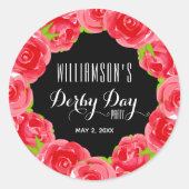 Sticker Rond Aquarelle Rouge Roses Derby Day (Devant)