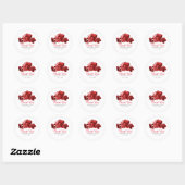 Sticker Rond Aquarelle rouge Vintages Roses mariage Faveur (Feuille)