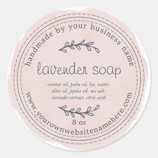 Sticker Rond Aquarelle Russe Lavande Faite À La Main (Devant)