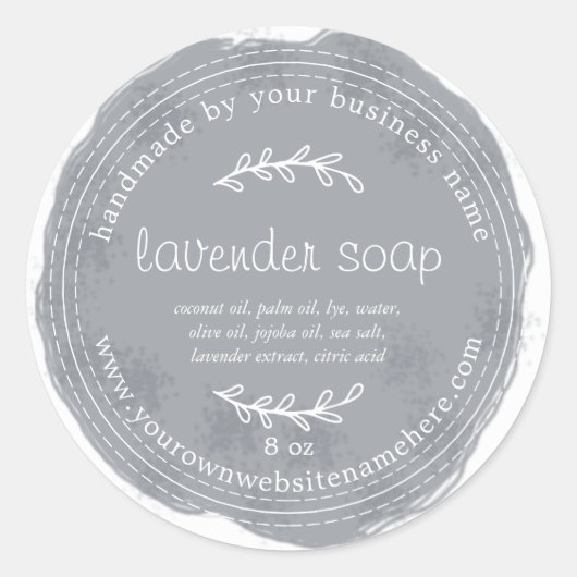 Sticker Rond Aquarelle rustique à lavande artisanale bleu foncé (Devant)