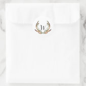 Sticker Rond Aquarelle Rustique Antler | Mariage simple (Sac)