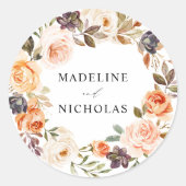 Sticker Rond Aquarelle Rustique Automne Mariage (Devant)