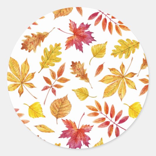Sticker Rond Aquarelle Rustique Automne quitte Motif (Devant)