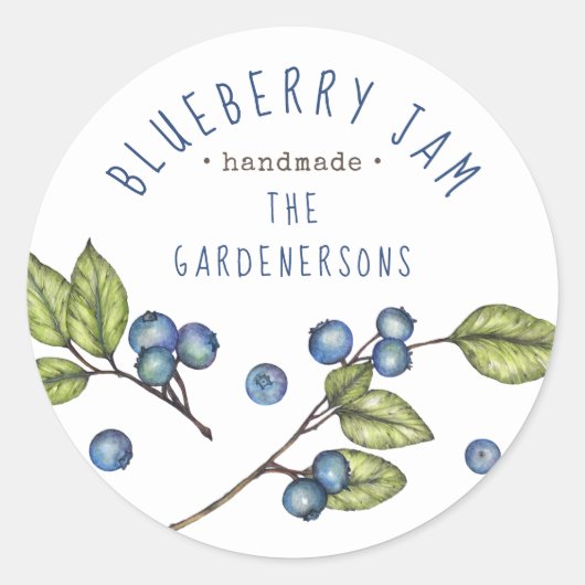 Sticker Rond Aquarelle rustique Blueberry Jam Classic Round Sti (Devant)