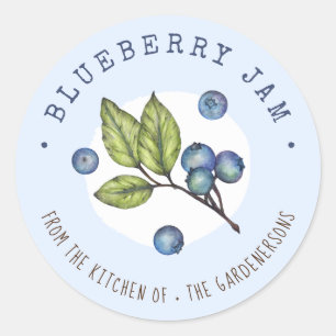 Sticker Rond Aquarelle rustique Blueberry Jam Classic Round Sti