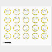 Sticker Rond Aquarelle rustique Citron Merci Favoriser (Feuille)