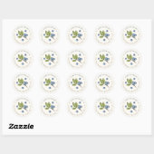 Sticker Rond Aquarelle rustique Crème bleuet personnalisée (Feuille)