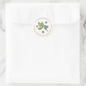 Sticker Rond Aquarelle rustique Crème bleuet personnalisée (Sac)