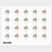 Sticker Rond Aquarelle Rustique Gnome Holiday (Feuille)