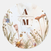 Sticker Rond Aquarelle rustique Mariage bois (Devant)