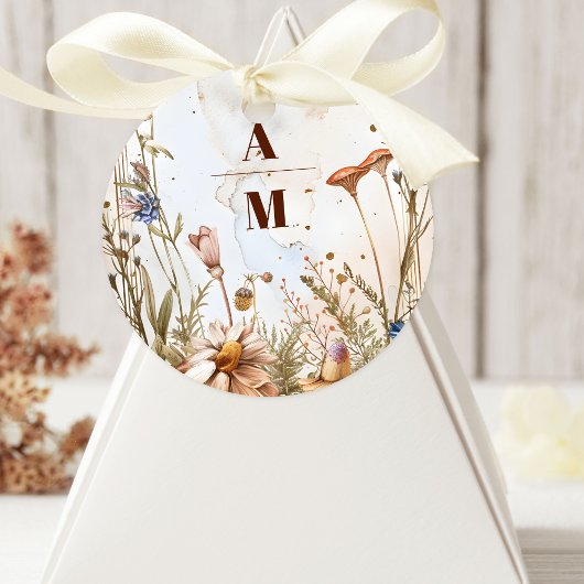 Sticker Rond Aquarelle rustique Mariage bois