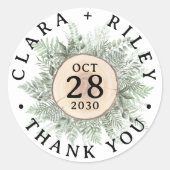 Sticker Rond Aquarelle rustique Mariage Merci en bois (Devant)