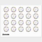 Sticker Rond Aquarelle rustique Mariage violet et jaune (Feuille)