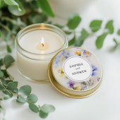 Sticker Rond Aquarelle rustique Mariage violet et jaune