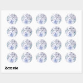 Sticker Rond Aquarelle rustique Snowflakes Blue Winter Wedding (Feuille)