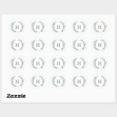 Sticker Rond Aquarelle rustique Verdure Mariage de monogramme d (Feuille)