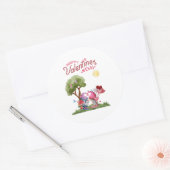 Sticker Rond Aquarelle Saint Valentin Gnome Couple (Enveloppe)
