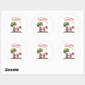 Sticker Rond Aquarelle Saint Valentin Gnome Couple (Feuille)