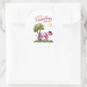 Sticker Rond Aquarelle Saint Valentin Gnome Couple (Sac)