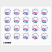 Sticker Rond Aquarelle Santorini Grèce mariage bleu et blanc (Feuille)
