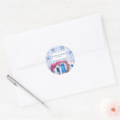 Sticker Rond Aquarelle Santorini Grèce mariage bleu et blanc (Enveloppe)