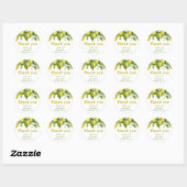 Sticker Rond Aquarelle simple Citron & Fleurs Jaune Blanc (Feuille)