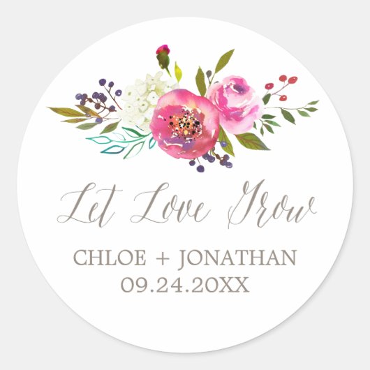 Sticker Rond Aquarelle simple Laisser l'amour grandir mariage F (Devant)