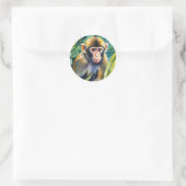 Sticker Rond Aquarelle singe animal (Sac)