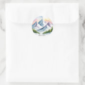 Sticker Rond Aquarelle Snowy Mountain Mariage paysage (Sac)