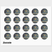 Sticker Rond Aquarelle Soleil Doré (Feuille)