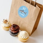 Sticker Rond Aquarelle sous la mer requins bleus