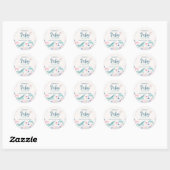 Sticker Rond Aquarelle sous le Baby shower marin (Feuille)