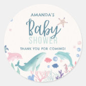 Sticker Rond Aquarelle sous le Baby shower marin (Devant)