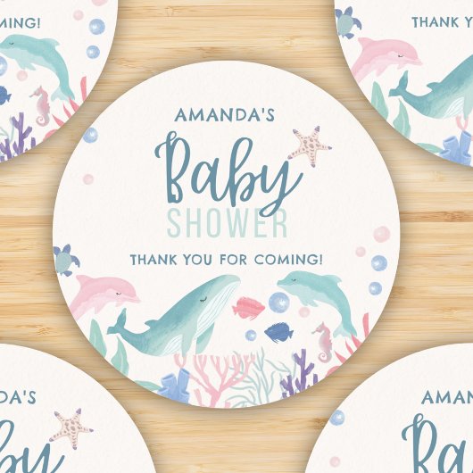 Sticker Rond Aquarelle sous le Baby shower marin