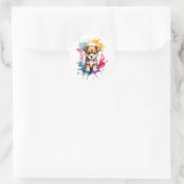 Sticker Rond Aquarelle Splash Art Chien Chien Chien Chien Paint (Sac)