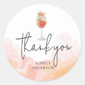 Sticker Rond Aquarelle Spritz Merci orange Faveurs (Devant)