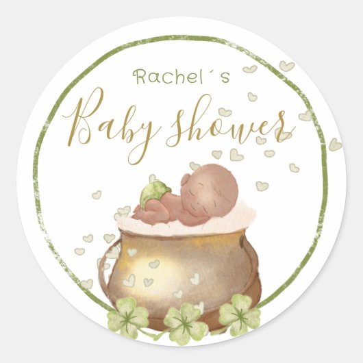 Sticker Rond aquarelle st patrick baby shower classique rond st (Devant)