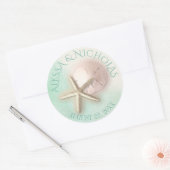 Sticker Rond Aquarelle Starfish et dollar de sable (Enveloppe)