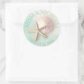 Sticker Rond Aquarelle Starfish et dollar de sable (Sac)
