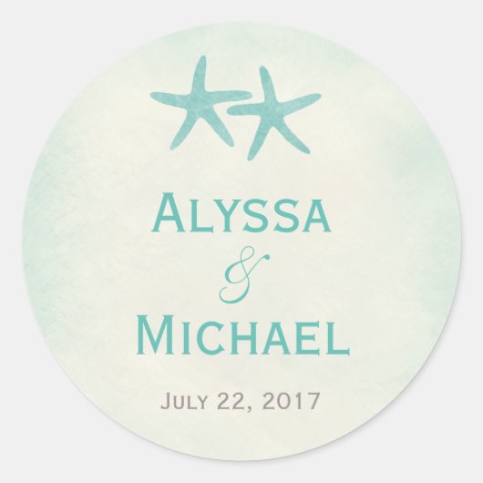 Sticker Rond Aquarelle Starfish Favoriser Sticker/Enveloppe Sce (Devant)