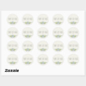 Sticker Rond Aquarelle Succulente Shabby Chic Bohème Floral (Feuille)