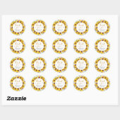 Sticker Rond Aquarelle Sunflower Wreath Anniversaire (Feuille)
