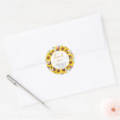 Sticker Rond Aquarelle Sunflower Wreath Anniversaire (Enveloppe)